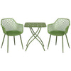 3 Piece Bistro Garden SET, Pair Of Lattice Armchairs & Square Metal Folding Table, Moss Green (Self Assembly) (DHD) Image 1