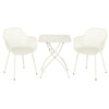 3 Piece Bistro Garden SET, Pair Of Lattice Armchairs & Square Metal Folding Table, White (Self Assembly) (DHD) Image 1