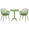3 Piece Bistro Garden SET, Pair Of Lattice Armchairs & Square Plastic Table, Moss Green (Self Assembly) (DHD) Image 1