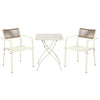 3 Piece Bistro Garden SET, Pair Of Rope Back Armcchairs & Square Metal Foldign Table, White (Self Assembly) (DHD) Image 1