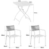 3 Piece Bistro Garden SET, Pair Of Rope Back Armcchairs & Square Metal Foldign Table, White (Self Assembly) (DHD) Image 2