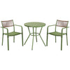 3 Piece Bistro Garden SET, Pair Of Rope Back Armchairs & Round Plastic Table, Moss Green (Self Assembly) (DHD) Image 1