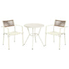 3 Piece Bistro Garden SET, Pair Of Rope Back Armchairs & Round Plastic Table, White (Self Assembly) (DHD) Image 1