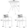 3 Piece Bistro Garden SET, Pair Of Rope Back Armchairs & Round Plastic Table, White (Self Assembly) (DHD) Image 2