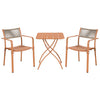 3 Piece Bistro Garden SET, Pair Of Rope Back Armchairs & Square Metal Folding Table, Terracotta (Self Assembly) (DHD) Image 1