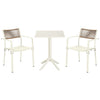 3 Piece Bistro Garden SET, Pair Of Rope Back Armchairs & Square Plastic Table, White (Self Assembly) (DHD) Image 1
