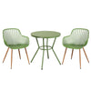 3 Piece Bistro Garden SET, Pair Of Sunray Armchairs & Round Plastic Table, Moss Green With Wood Effect Legs (Self Assembly) (DHD) Image 1