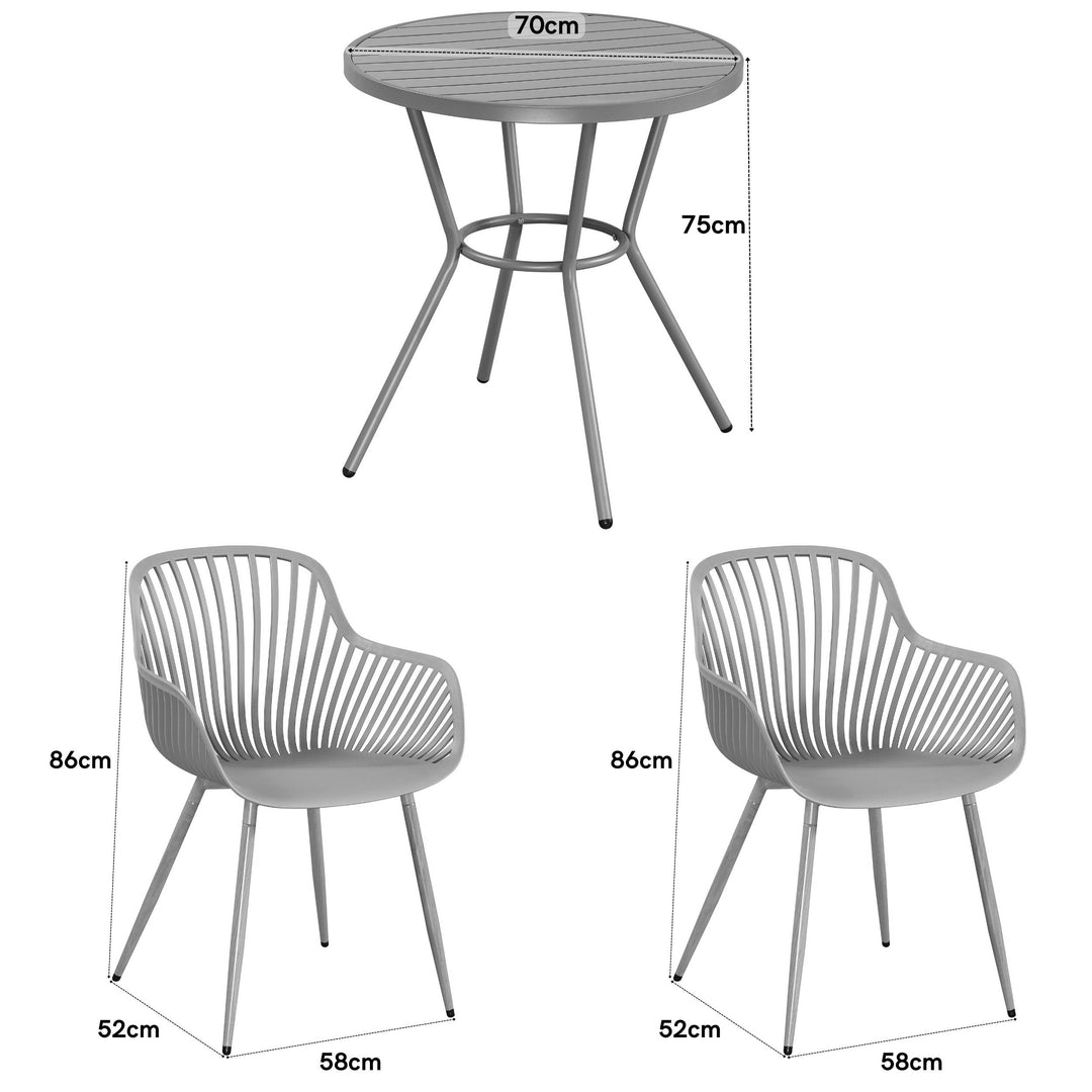 3 Piece Bistro Garden SET, Pair Of Sunray Armchairs & Round Plastic Table, Moss Green With Wood Effect Legs (Self Assembly) (DHD) Image 2