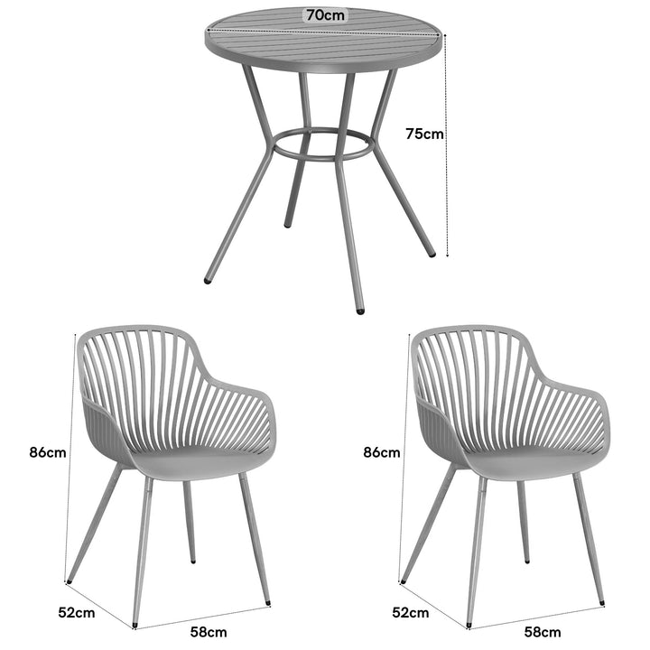 3 Piece Bistro Garden SET, Pair Of Sunray Armchairs & Round Plastic Table, Moss Green With Wood Effect Legs (Self Assembly) (DHD) Image 2