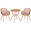 3 Piece Bistro Garden SET, Pair Of Sunray Armchairs & Round Plastic Table, Terracotta With Wood Effect Legs (Self Assembly) (DHD) Image 1