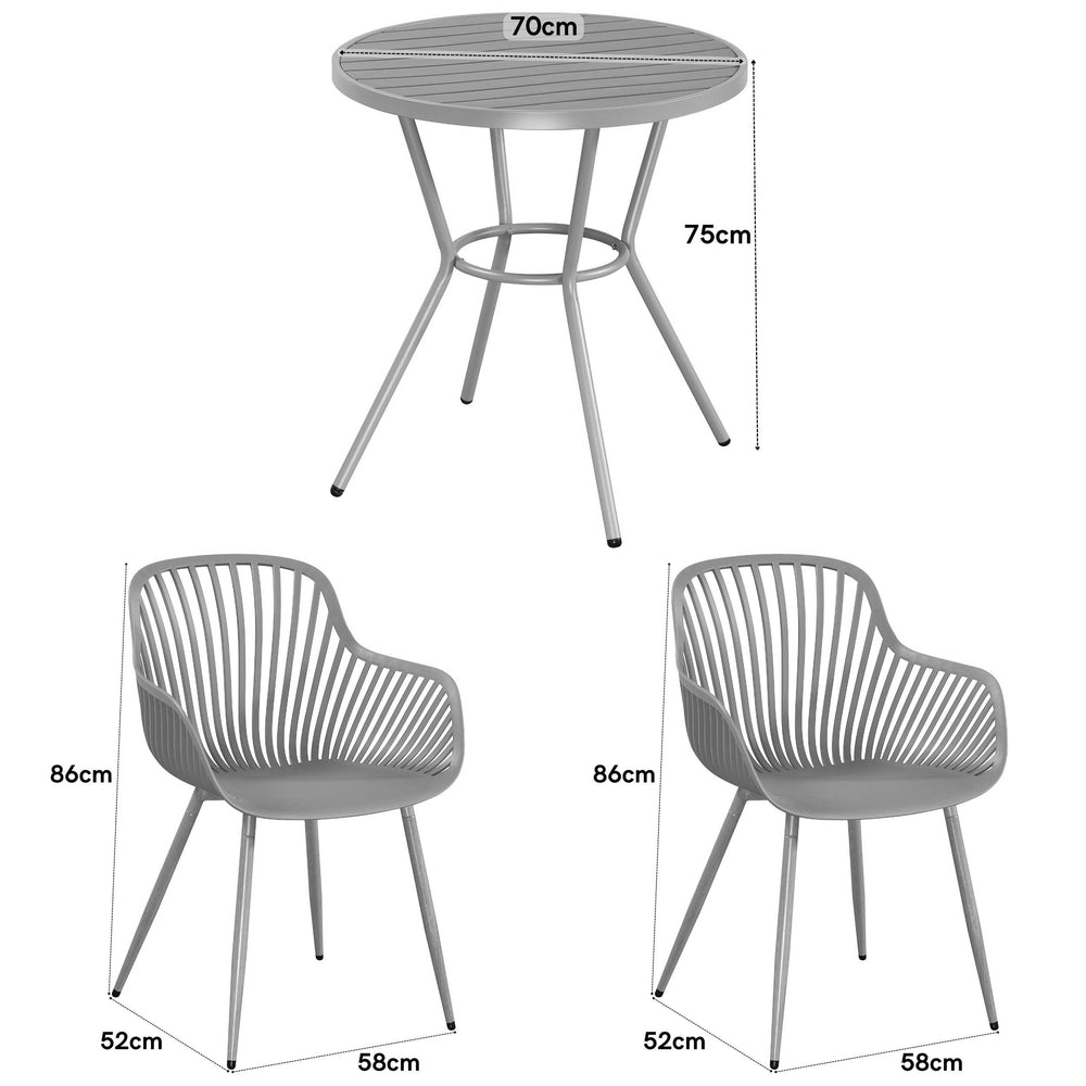 3 Piece Bistro Garden SET, Pair Of Sunray Armchairs & Round Plastic Table, Terracotta With Wood Effect Legs (Self Assembly) (DHD) Image 2