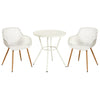 3 Piece Bistro Garden SET, Pair Of Sunray Armchairs & Round Plastic Table, White With Wood Effect Legs (Self Assembly) (DHD) Image 1