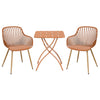 3 Piece Bistro Garden SET, Pair Of Sunray Armchairs & Square Metal Folding Table, Terracotta With Wood Effect Legs (Self Assembly) (DHD) Image 1
