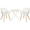 3 Piece Bistro Garden SET, Pair Of Sunray Armchairs & Square Metal Folding Table, White With Wood Effect Legs (Self Assembly) (DHD) Image 1