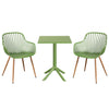 3 Piece Bistro Garden SET, Pair Of Sunray Armchairs & Square Plastic Table, Moss Green With Wood Effect Legs (Self Assembly) (DHD) Image 1