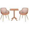 3 Piece Bistro Garden SET, Pair Of Sunray Armchairs & Square Plastic Table, Terracotta With Wood Effect Legs (Self Assembly) (DHD) Image 1