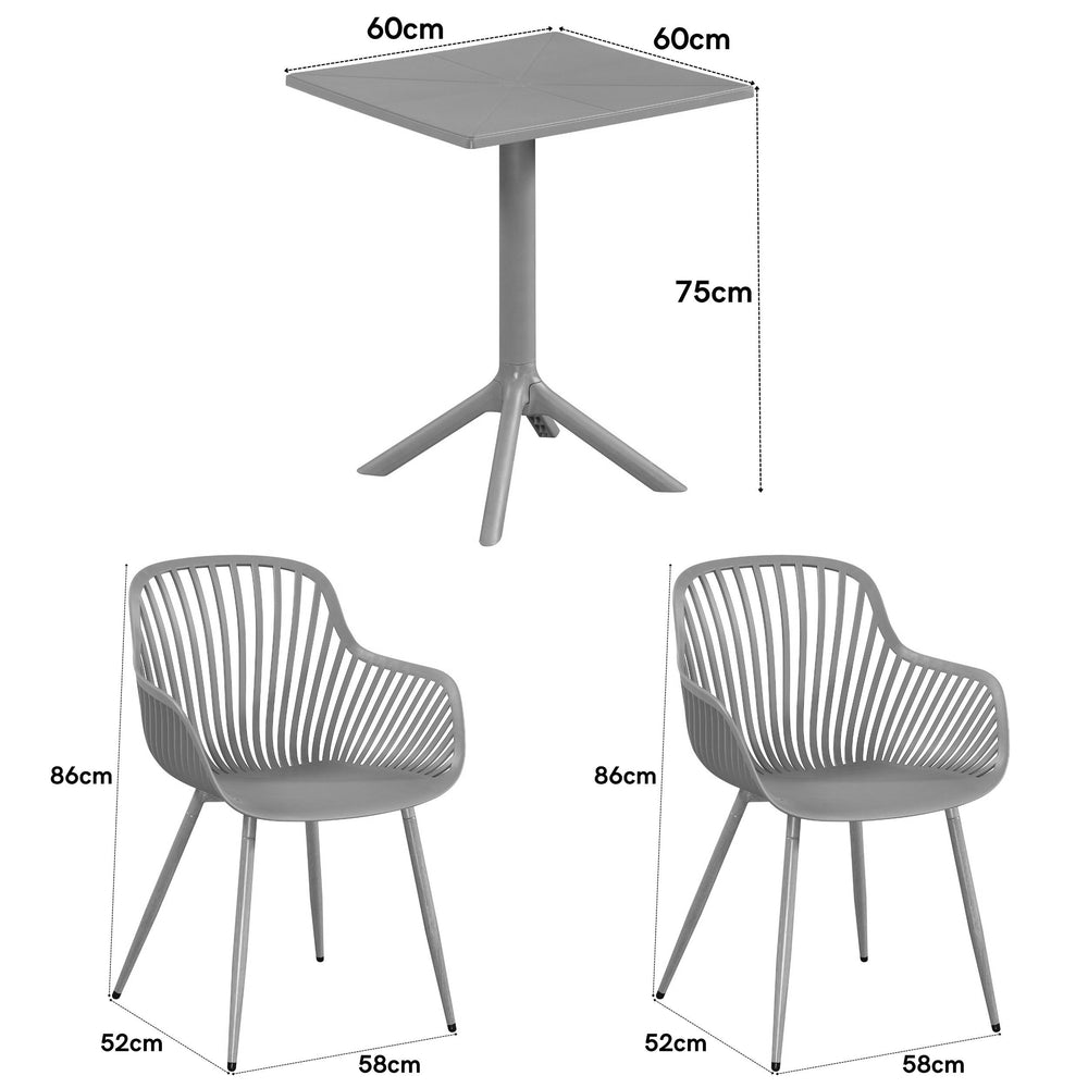 3 Piece Bistro Garden SET, Pair Of Sunray Armchairs & Square Plastic Table, Terracotta With Wood Effect Legs (Self Assembly) (DHD) Image 2
