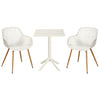 3 Piece Bistro Garden SET, Pair Of Sunray Armchairs & Square Plastic Table, White With Wood Effect Legs (Self Assembly) (DHD) Image 1