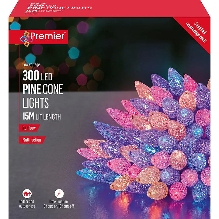 Premier 300 Pinecone LED String lights With Timer 15m Multicolour
