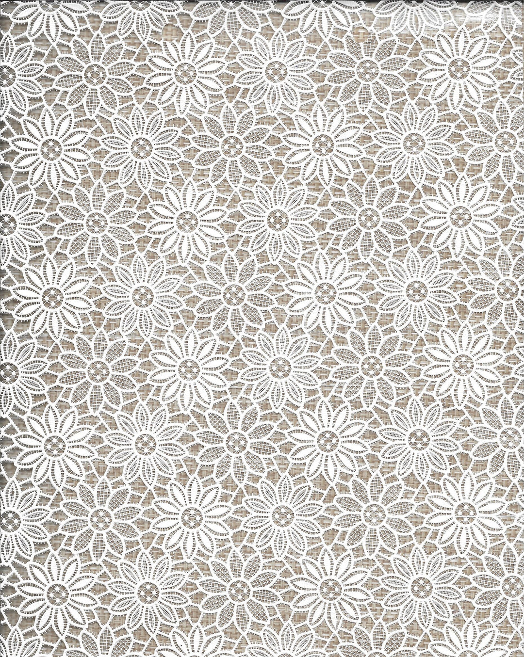 Wipeclean Vinyl Lace Table Cloth 140cm/54in By The Metre Alana White - 3070A