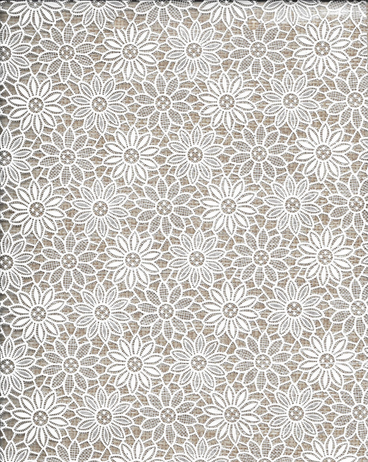 Wipeclean Vinyl Lace Table Cloth 140cm/54in By The Metre Alana White - 3070A