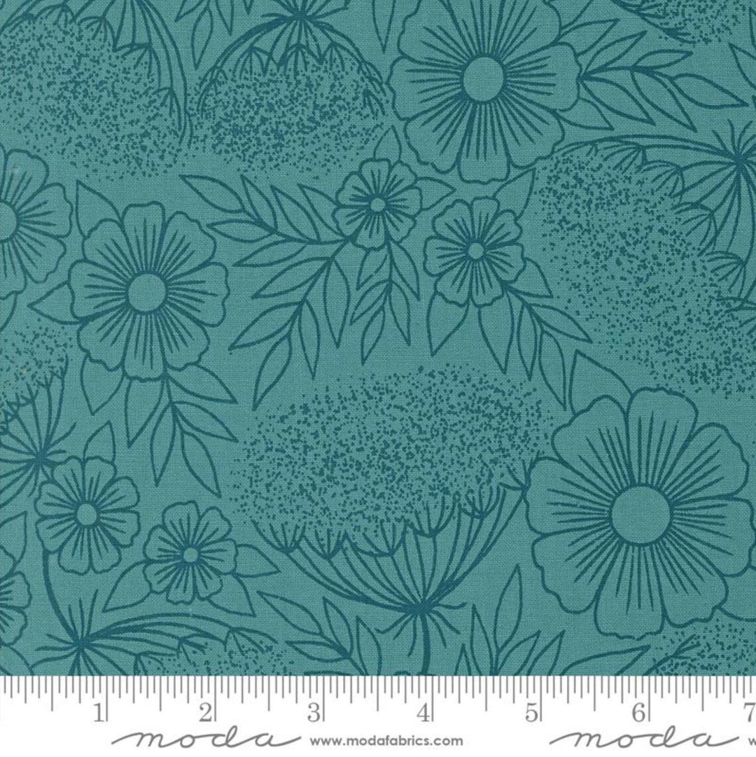 Moda Field of Flowers by Katharine Watson Turquoise 3314-15 Fat Quarters 50x55cm