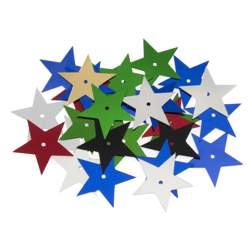 Sequins: Stars: 30mm: Multi-coloured: 23