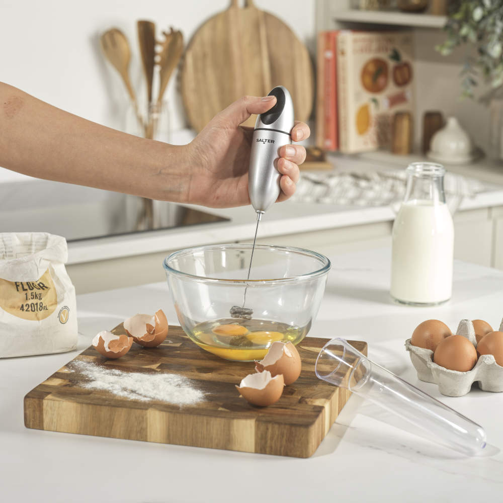 Salter Handheld Electric Milk Frother Silver