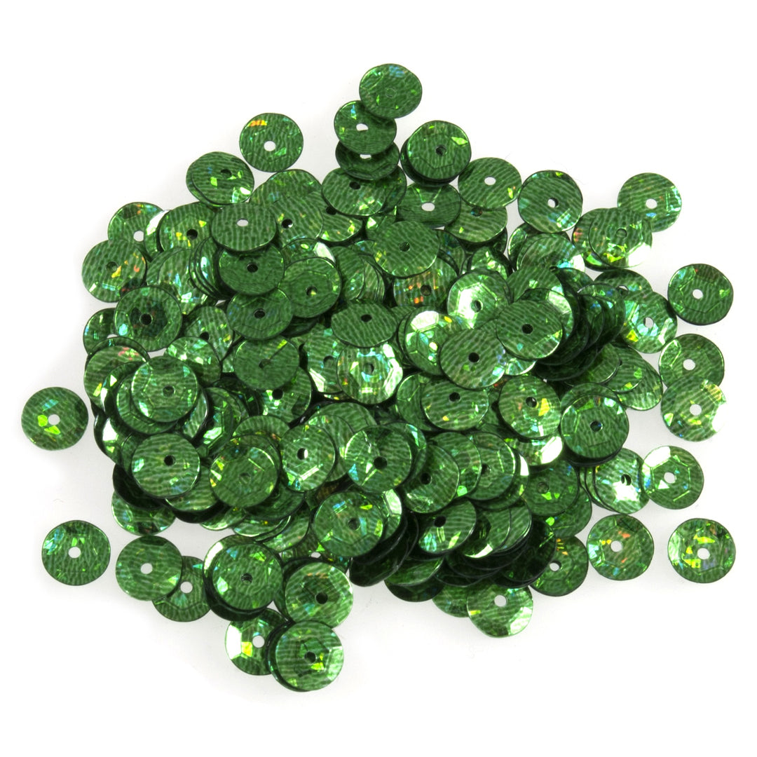 Sequins: Cup Holographic: 6mm: Green: 3g