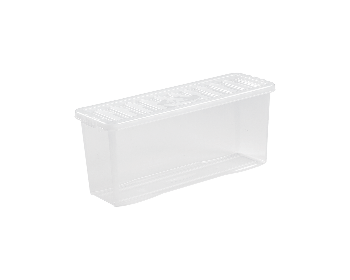 Clear deep shelf storage box with lid