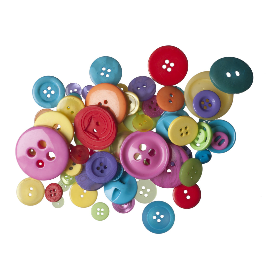 Buttons: Craft: Bag: Assorted Brights: 50g