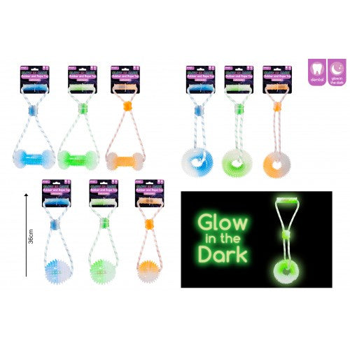 Glow in the dark knotted rope tug dog toy
