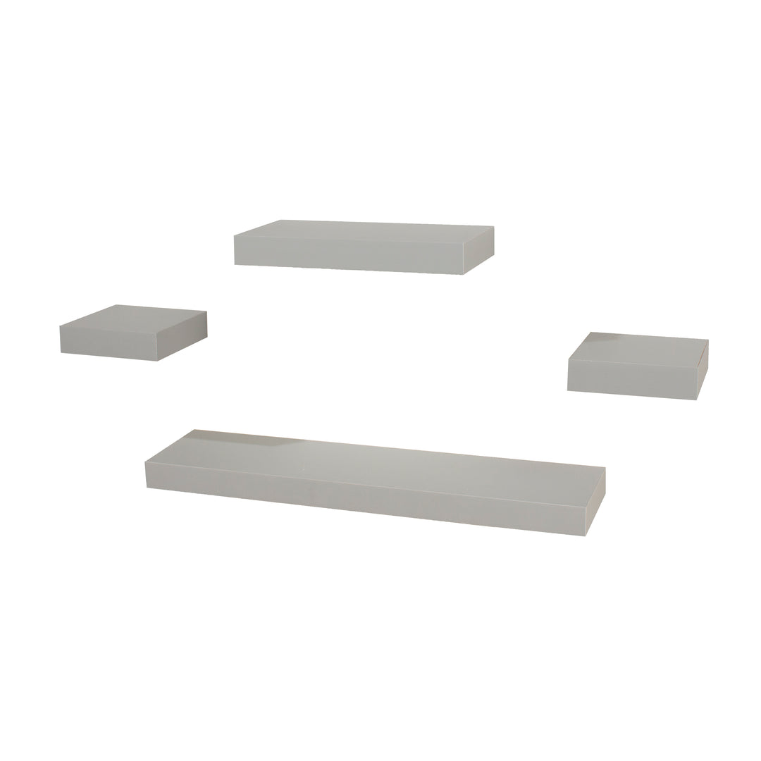 4 Pcs Narrow Hudson Wall Shelf Set - Lt Grey Foil (DHD) Image 1