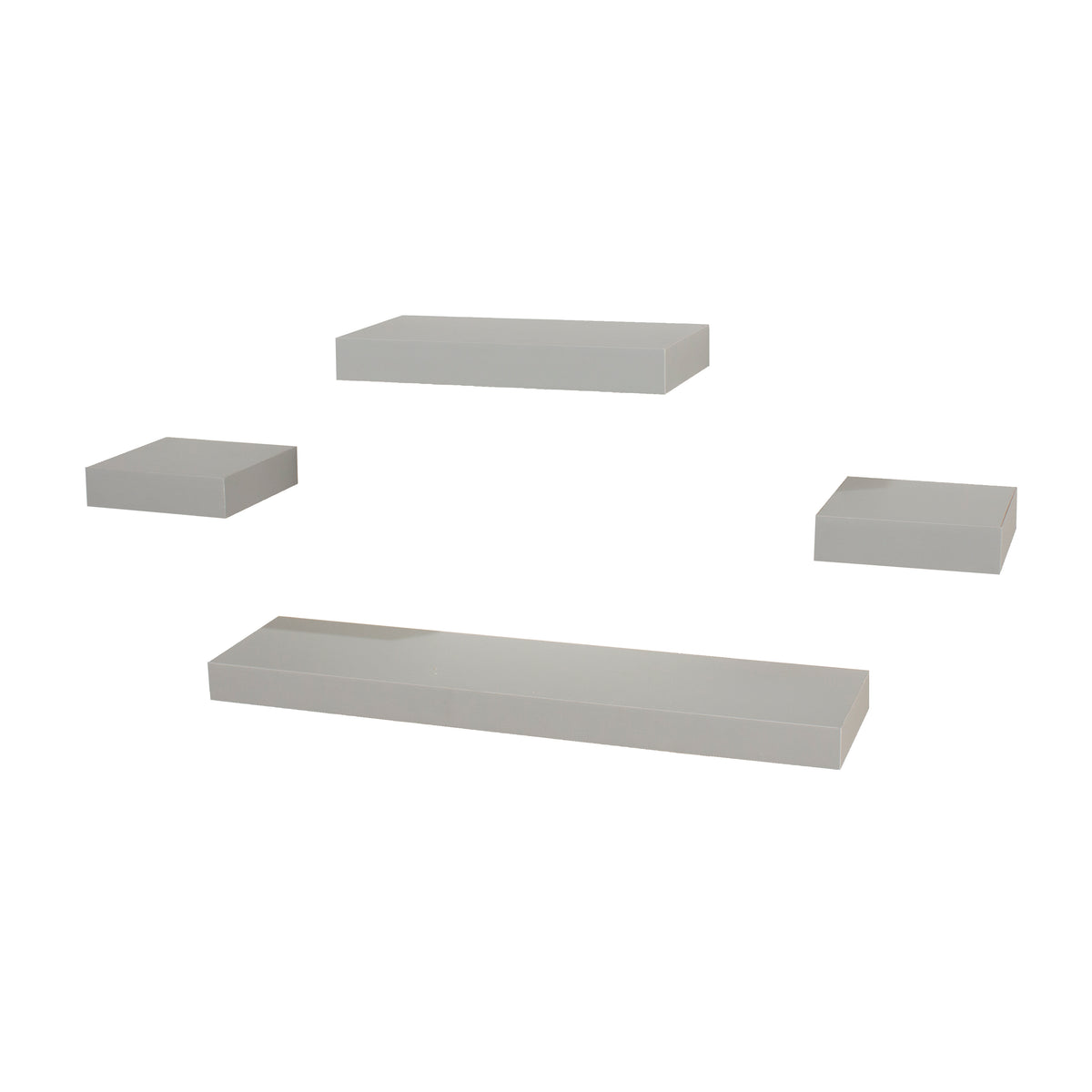 4 Pcs Narrow Hudson Wall Shelf Set - Lt Grey Foil (DHD) Image 1