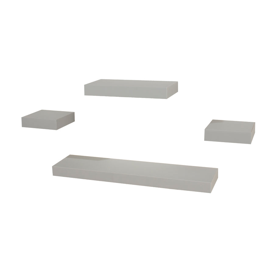 4 Pcs Narrow Hudson Wall Shelf Set - Lt Grey Foil (DHD) Image 1