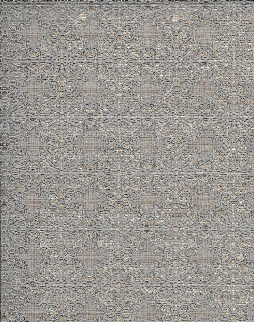 Wipeclean Vinyl Lace Table Cloth 140cm/54in By The Metre Jana Grey - 4010C