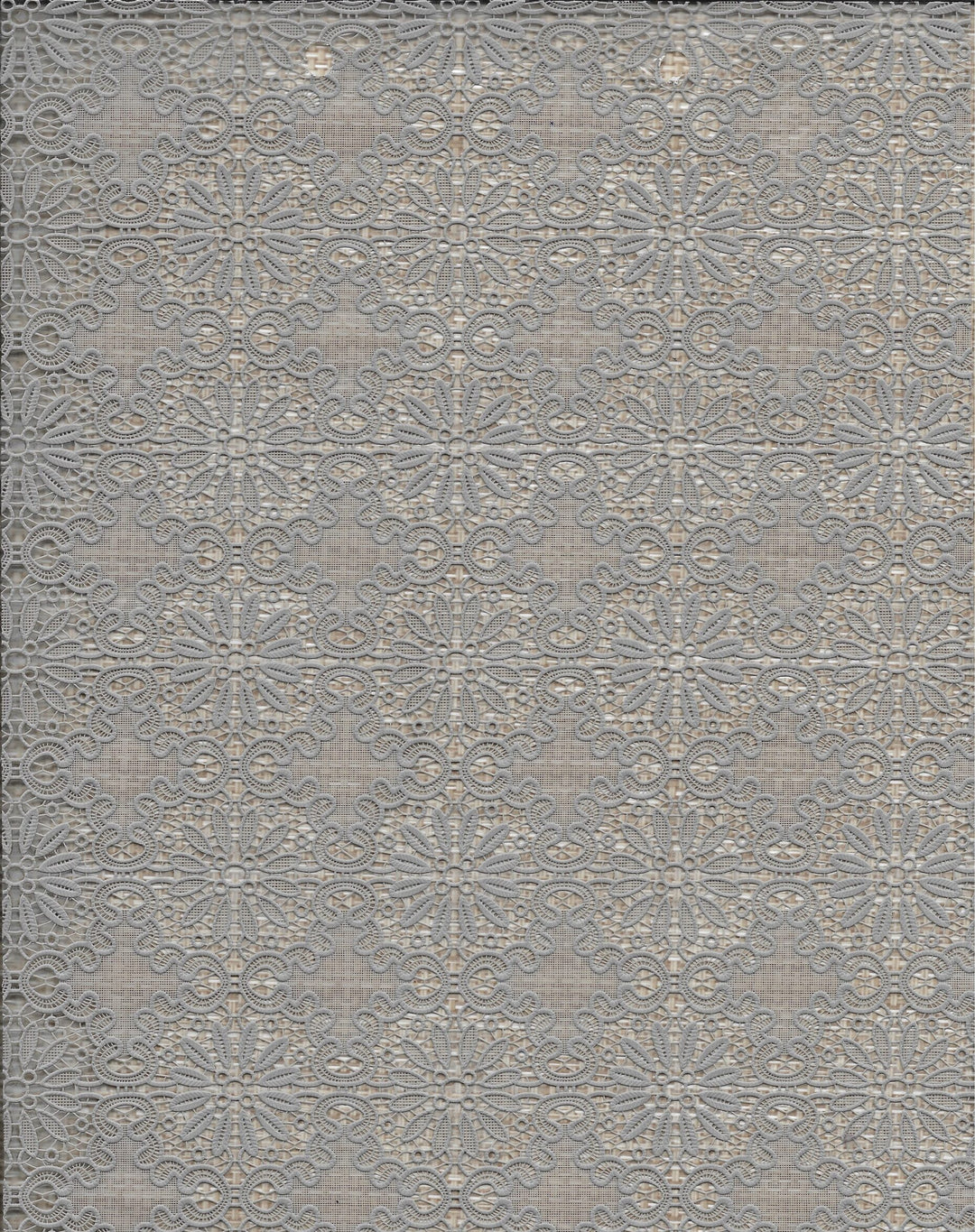 Wipeclean Vinyl Lace Table Cloth 140cm/54in By The Metre Jana Grey - 4010C