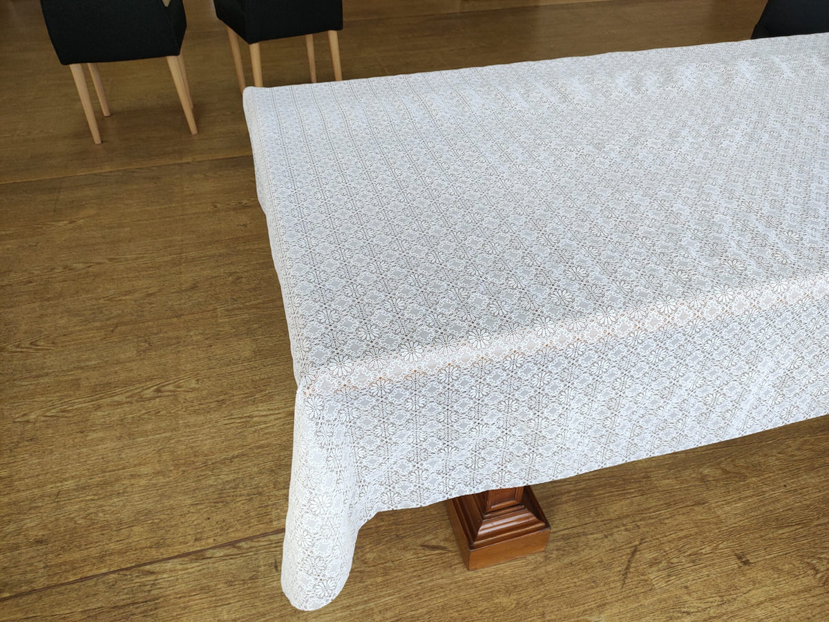 Jana white vinyl lace tablecloth