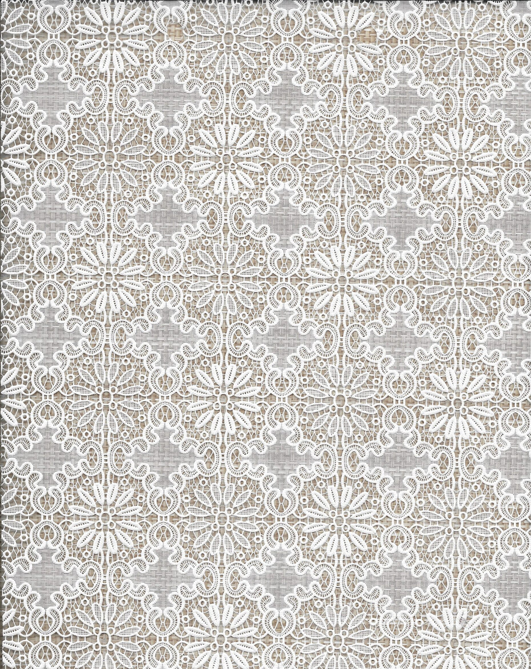 Wipeclean Vinyl Lace Table Cloth 140cm/54in By The Metre Jana White - 4010C