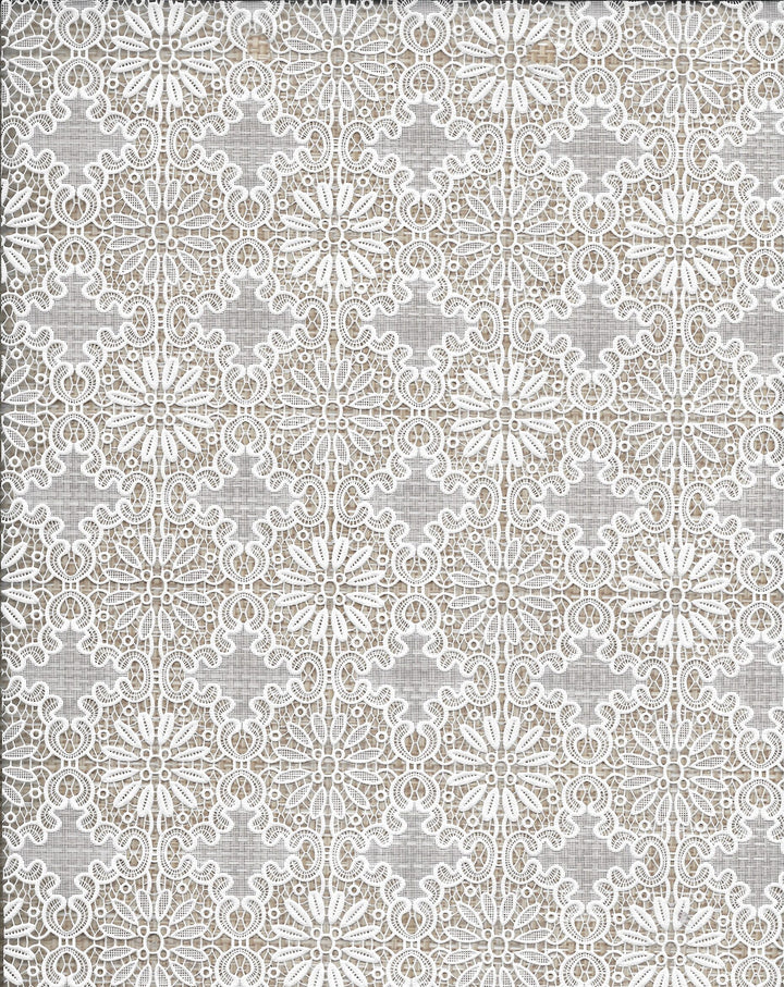 Wipeclean Vinyl Lace Table Cloth 140cm/54in By The Metre Jana White - 4010C