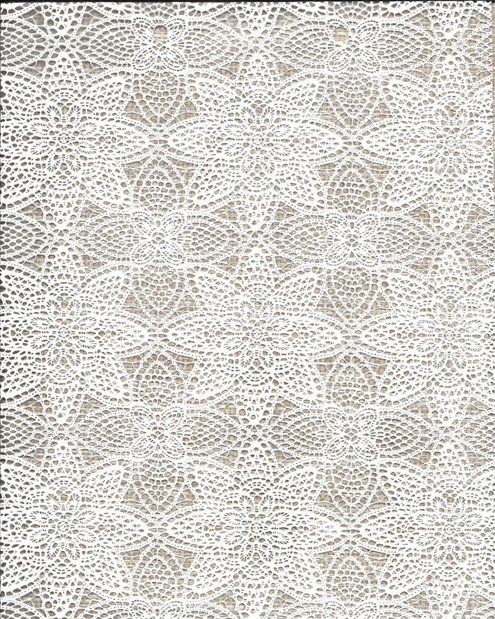Wipeclean Vinyl Lace Table Cloth 140cm/54in By The Metre Loujy White - 4010E