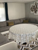 Wipeclean Vinyl Lace Table Cloth 140cm/54in By The Metre Loujy White - 4010E