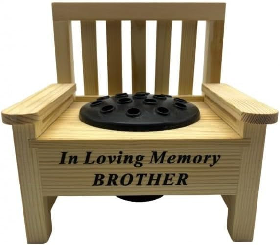 Brother Wooden Memorial Graveside Bench with Flower Insert Pot