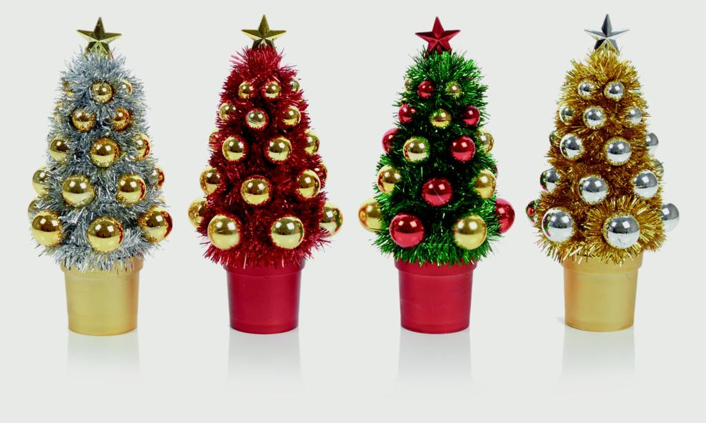 Premier 21cm Mini Tinsel Tree in Pot Assorted