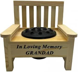 Grandad Wooden Memorial Graveside Bench with Flower Insert Pot