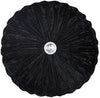 Velvet Round Cushion Cover Large Stitched with Diamond Black 35 x 35Cm