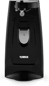Tower 3-in-1 Electric Can Opener with Knife Sharpener & Bottle Opener, Black