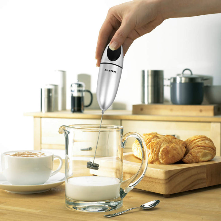 Salter Handheld Electric Milk Frother Silver
