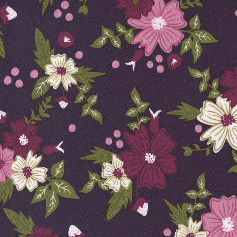 Moda Wild Meadow Fabric Wild Berry Blossoms 43130-17 Prune Fat Quarters