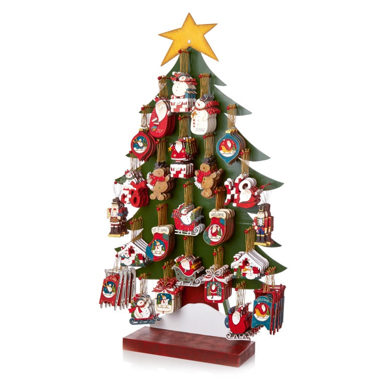 Premier 14cm Wooden Tree Decoration Assorted